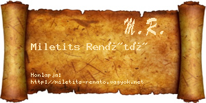 Miletits Renátó névjegykártya